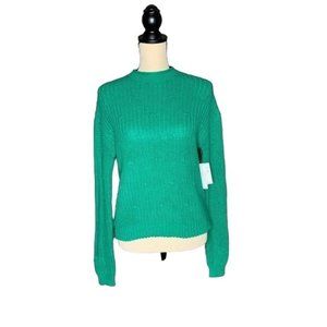 Abound Green Ribbed Knit Dolman Sweater Women's Size XXS